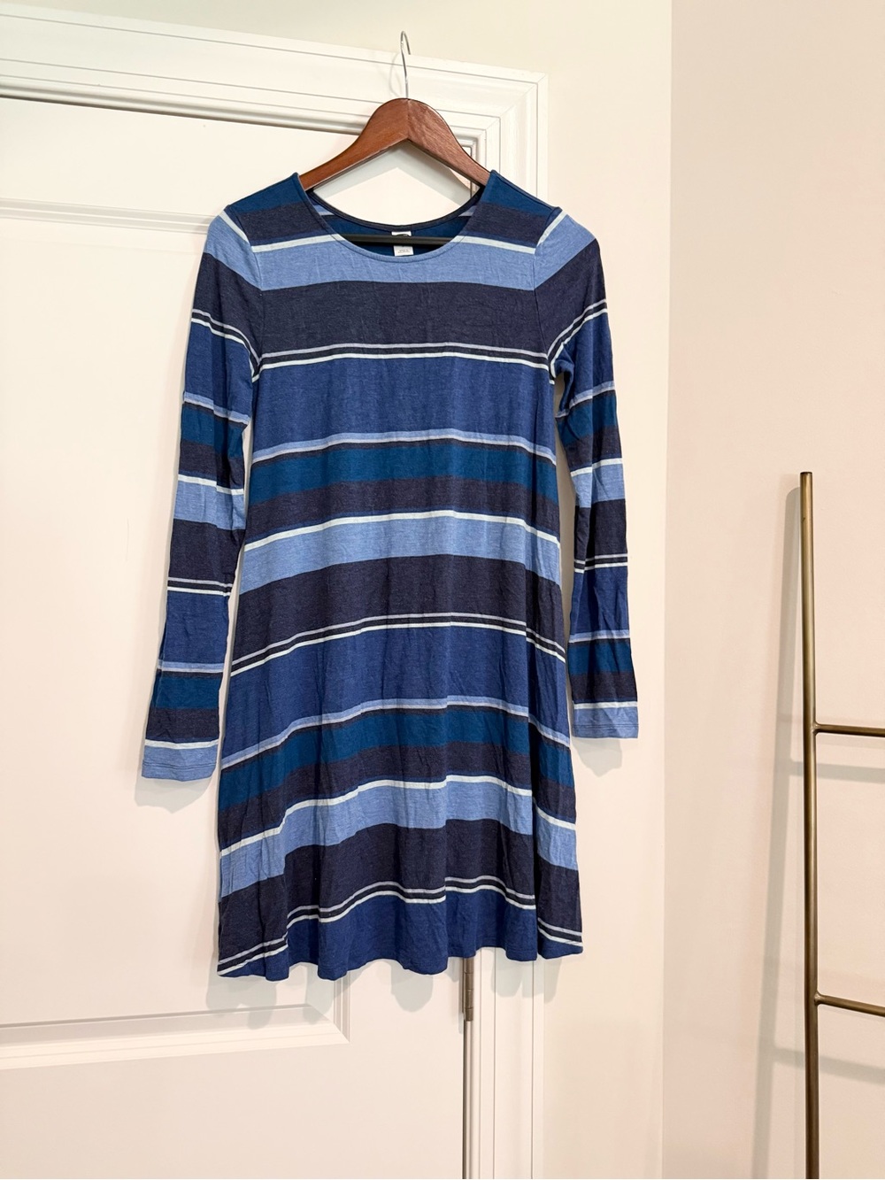 NWOT Old Navy Blue Striped Long-Sleeve Swing Dress